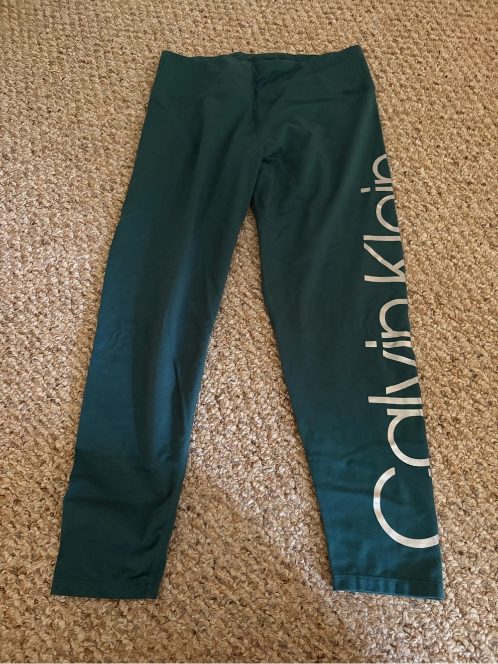 Calvin Klein Dark Green Leggings with Side Logo